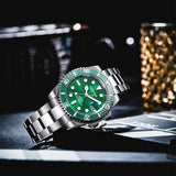 PINTIME Men's Watches Automatic Mechanical Wristwatches Waterproof 30m Luxury Stainless Steel Material Calendar Luminous Relogio