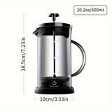 1pc French Press Coffee Maker, 11.8/20.2oz, Heat Resistant Thickened Glass, 4 Level Filtration System, 304 Stainless Steel