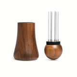 1pc Espresso Coffee Stirrer Needles 0.4mm Espresso Distribution Tools Natural Wood Handle And Stand