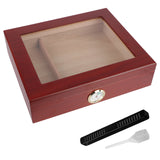 Cigar Humidor Case Smoking Accessories Cedar Wood Cigar Travel Humidor Box Transparent Skylight With Hygrometer Humidifier