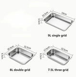 1Pcs 1/2/3 Grid Pans Rectangle Chafing Dish Commercial Stainless Steel Chafer Catering Buffet Set Food Warmer Server For canteen