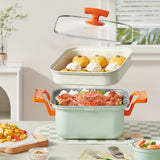 1pc Multifunctional Pot, Home Kitchen Pot With Double Ears, Steam Soup Pot, Frying Pot, French Fries Small Frying Pan
