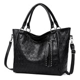 Punk Skull Crossbody PU Leather Studded Shoulder Large Capacity Top Handle Bag for Women Work Shopping