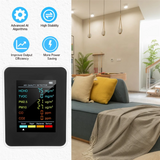 6 in 1 PM2.5 PM10 HCHO TVOC Detector CO CO2 Formaldehyde Monitor Home Office Air Quality Tester,White