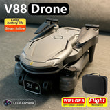 New V88 Drone Dual Camera 4K HD Professional Foldable Quadcopter 5G GPS Photography Optical w UAV mini Dron Control Toy