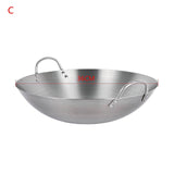 Stainless Steel Non Coating Woks Gas Cooker Traditional Handmade Pot With Double Ear Chef Fry Wok