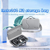 1 PCS Gray PU+Spandex Carrying Case - 360 X3 Storage Bag for Insta 360X3 Action Camera Handbag Box