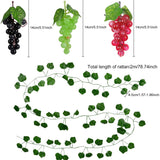 12 Strands Artificial Grape Vines Ivy Leaves with 3 Strings for Wedding Party Home