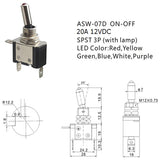 5PCS 12V Illuminated LED Toggle Switch SPST with Safety Aircraft Missile Style Flip Up Cover Guard for Auto Car Boat Truck