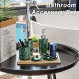 4pcs Bathroom Accessory Set, Ceramic Bathroom Decor Set, Soap Dispenser, Toothbrush Holder, Canister With Lid, Soap Dish, Decorative Printed Bathroom Accessories