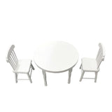 3Pcs/Set 1:12 Miniature Furniture White Wooden Dining Table With 2 Chairs Dollhouse Decorations Accessories