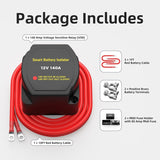 Kit 12V 140Amp Waterproof Voltage Sensitive Relay Smart Dual Battery Isolator for Marine Truck ATV UTV RV