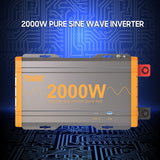 Pure Sine Wave Inverter 2000W Input 220/110VAC Output 12VDC to 110VAC Converter Solar for Home RV Truck Road Trip Camping