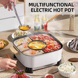 Multifunctional Electric Barbecue Grill Household Hot Pot Cooking hine 6L less Non-stick BBQ