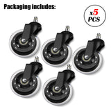5PCS Office Chair 3 Inch Swivel Rubber Caster Wheels Replacement Soft Safe Rollers Furniture Hardware