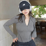 Women's Fashion Long-sleeve Zipper Base All-matching Top
