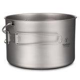 TOMSHOO Titanium 750ml/900ml/1100ml/1600ml/2000ml/2800ml Ultralight Hanging Pot with Lid and Foldable Handle Outdoor Cooking