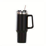 1pc Reusable Vacuum Tumbler With Straw 30oz/40oz - Double Layer Stainless Steel Insulated Drinking Cup, Car Handy