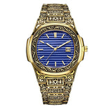 Men's Pattern Steel Belt Calendar Quartz Watch