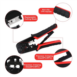 Portable RJ-11, 6P/RJ-12, 8P/RJ-45 Ethernet Crimping Tool Kit,20 Connectors,20 Caps,1 Network Cable Tester