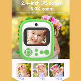 Mini Photo Printer for Children - 1080P Instant Print Camera with 1200W Dual Cameras, 2.4'' Screen, Support Music Playback and Game Play
