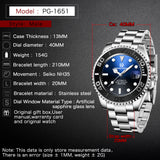 New PAGRNE DESIGN  Men Mechanical Watches Stainless Steel Sapphire Glass Automatic Watch 100m Waterproof Sports & Leisure Clock
