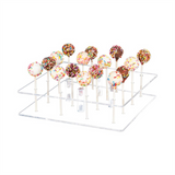 Acrylic Cake Display Stand, 16 Hole Clear Square Lollipop Holder for Weddings Baby Showers Birthday Anniversaries