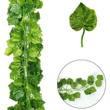 12 Strands Artificial Grape Vines Ivy Leaves with 3 Strings for Wedding Party Home