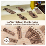 Bulk Set Of 40 Wood Keychain Blan With Leather Straps Custom Engraving, Ideal For DIY Projects