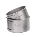 Titanium Folding Handle Camping Bowl Dinner Food Container Outdoor Pan With Handles And Lid Secure Hold Picnics