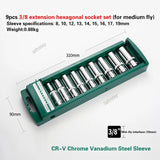 10Pcs Hex Set 1/4" 3/8" 1/2" 5/6/7/8/9/10/11/12/13/14/15/16/17/19/22mm Anti-rust Mirror Ratchet Wrench Socket Head