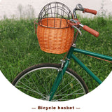 Bicycle Handlebar Wicker Pet Seat with Cover - Handwoven, Bike Basket Front Pannier Bag, Cycling Accessories