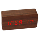 Wooden Square Desk Clock LED Digital Display Alarm Clock Temperature Display Clock For Bedroom Decoration Clock