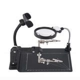 Welding Magnifying Glass with LED Light 7X Desktop Magnifier Auxiliary Clip Scale Base Third Hand Loupe for Soldering Repairing