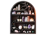 Bohemian style floating wall frames, sun moon crystal display racks, and artificial wood Arlene walls