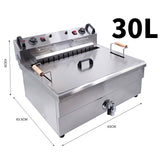 Electric 220V Deep Fryer For Chips Chicken Large Capacity 20L 30L Frying hine with Oil Drain Faucet 6000W