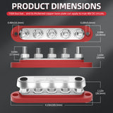 DaierTek Bus Bar 12V Power Distribution with Cover 5 x 1/4" Studs Terminal Block Max 150A 48VDC Positive Negative for Auto