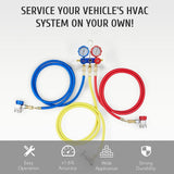 Car Air Conditioning Manifold Hose Kit for R410A R134a R404A R22 Refrigerant Pressure Gauge Set with Box