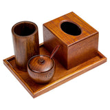 Storage Box Set Organizer Chopstick Draining Tissue Storage Box Wooden Kitchen Tableware Drainer Holder Organizer