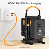 Dual-Channel V-Mount Lock Battery 100W USB-C PD Fast Charger for Most V Mount DC Input D-Tap Output