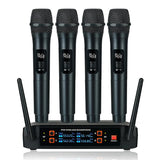 Professional VHF Wireless System 4 Channel Handheld Karaoke Microphone for Home Party Church Event PA TV Speaker New