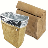 1pc Canvas Lunch Bag Imitation Kraft Paper Waterproof Thermal Insulation Large Capacity Lunch Box Reusable And Portable