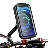 Motorcycle Waterproof Phone Holder Handlebar Mount Rearview Mirror Touch-Screen 360degree Rotation for 5.5-6.5 inch