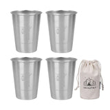 4Pcs 350ml Camping Beer with Bag Coffee Milk Tumblers 304 Stainless Steel Portable Water Cup for Outdoor Barbecue
