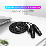 3.5mm Dual Male/Female 1/8 Inch to 3-Core Double XLR 4.9Ft TRS Audio Adapter Stereo Microphone Cable
