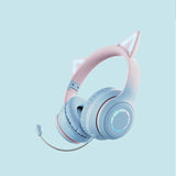 2022 LED Cat Ear Bluetooth 5.1 Wireless Headphones Young People Kids Headset Support 3.5mm Plug With Detachable Mic