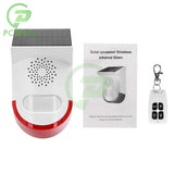 Motion Sensor Outdoor Solar 120dB Loud Siren LED Strobe Lights Sound Security Alarm Adjustable Sensing Distanc