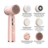 Wireless Electric Facial Cleansing Brush Hot&amp;Cold Compress Deep Skin Care Exfoliator 6In1 Sonic Blackhead Remover Facial Massage