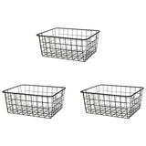 3X Hollow Iron Wired Basket, Storage Baskets Metal Basket Without Interlining Bathroom Kitchen Organizer Black