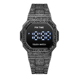 PINTIME Luxury Men's Watch Fasion Diamond Bling Iced Out LED Display Digital Watches Man Casual Crystal Wristwatch Reloj Hombre